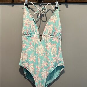 Vineyard Vines Aqua and Pink One Piece Swimsuit